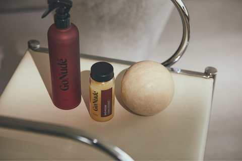 Go Nude Bathroom Cleaner concentrate and Keeper bottle lifestyle