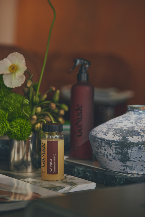 Go Nude Bathroom Cleaner concentrate and Keeper bottle lifestyle